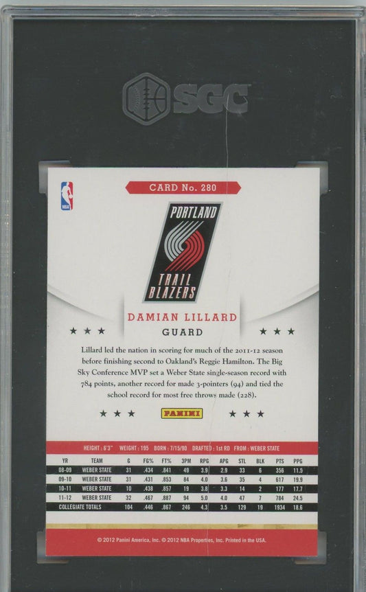 Damien Lillard 2012-13 Hoops Rookie Rc SGC 10 #280 Trailblazers