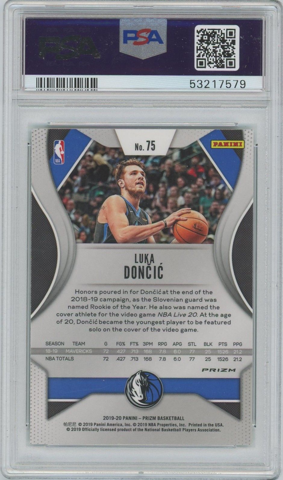 Luka Doncic 2019 Panini Prizm Green #75 PSA 10