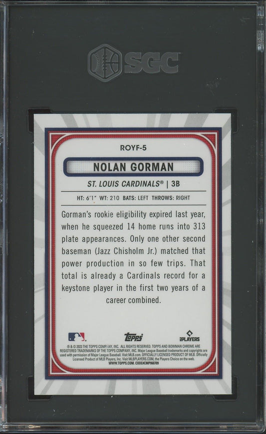 2023 Bowman ROY Favorites Nolan Gorman Rookie #ROYF-5 SGC 10