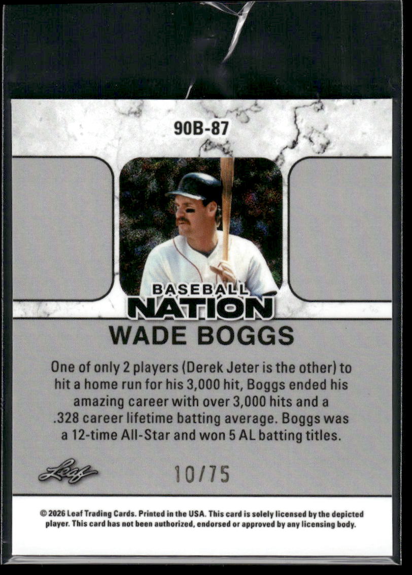 2026 Leaf Baseball Nation Wade Boggs 1990 Leaf Mini Silver #10/75 #90B-87