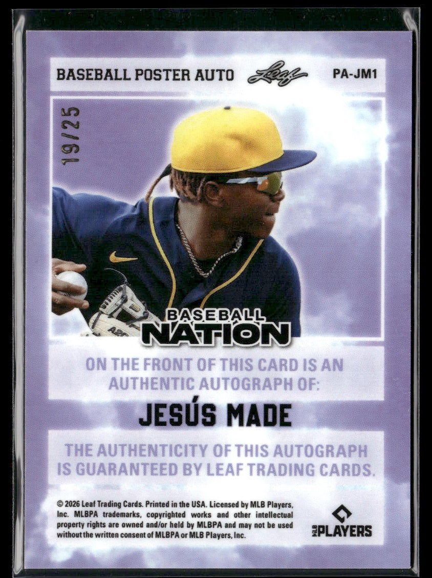 2026 Leaf Baseball Nation Jesús Made Silver Disco Auto #19/25 #PA-JM1