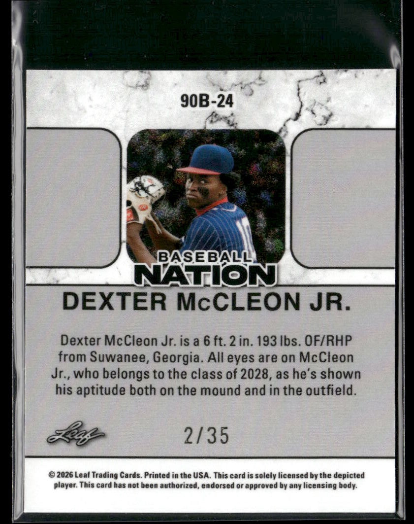 2026 Leaf Baseball Dexter McCleon Jr 1990 Mini Crystal Blue #/35