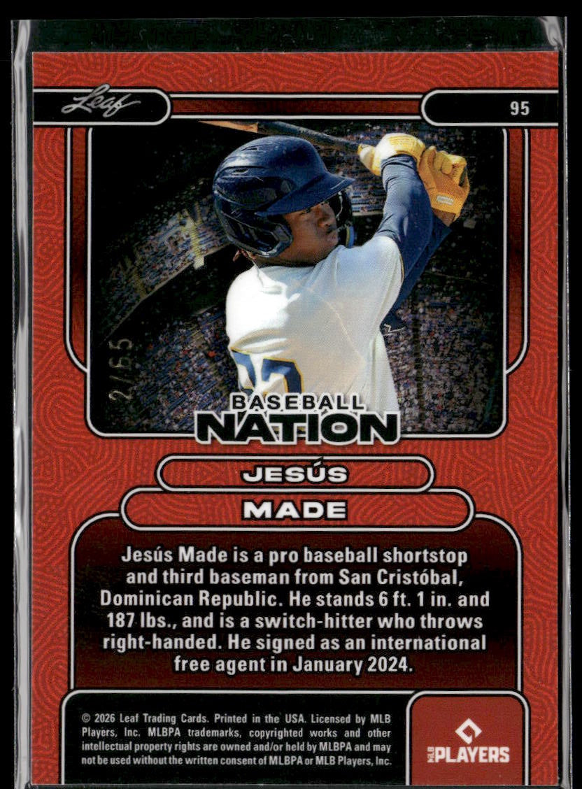 2026 Leaf Baseball Nation Jesús Made Base Crystal Silver #/65 #95