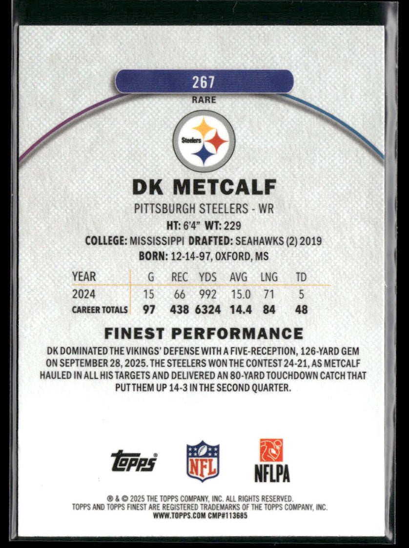 2025 Finest #267 DK Metcalf Purple Refractor #/125