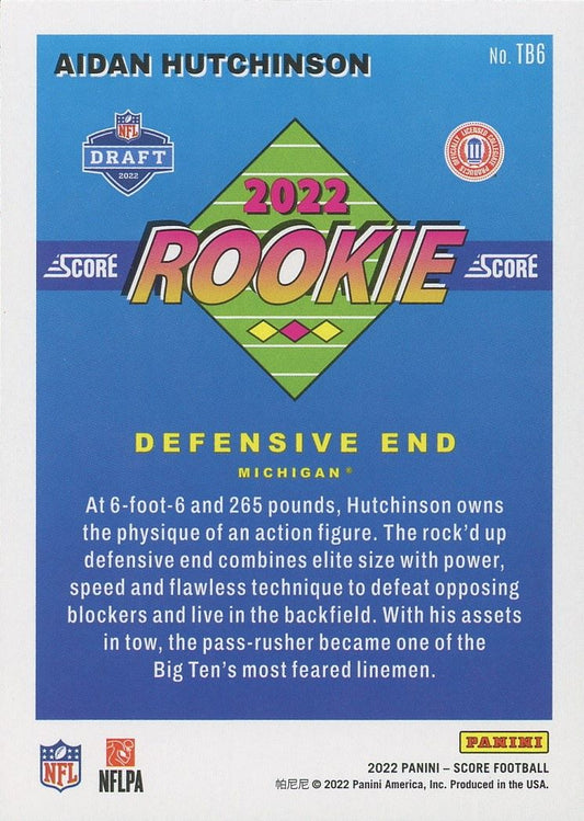 2022 Score Aidan Hutchinson Rookie #TB6