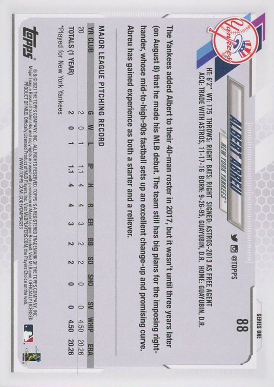 Albert Abreu 2021 Topps Series 1 RC #88