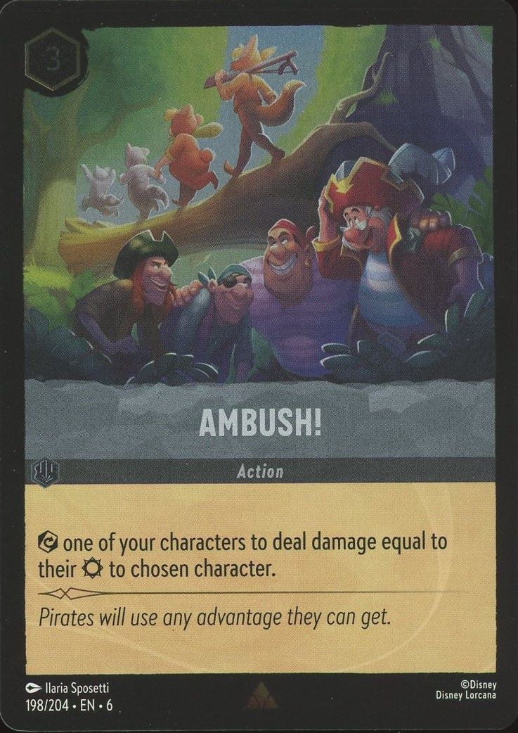 Ambush! Disney Lorcana Azurite Sea Foil Rare #198