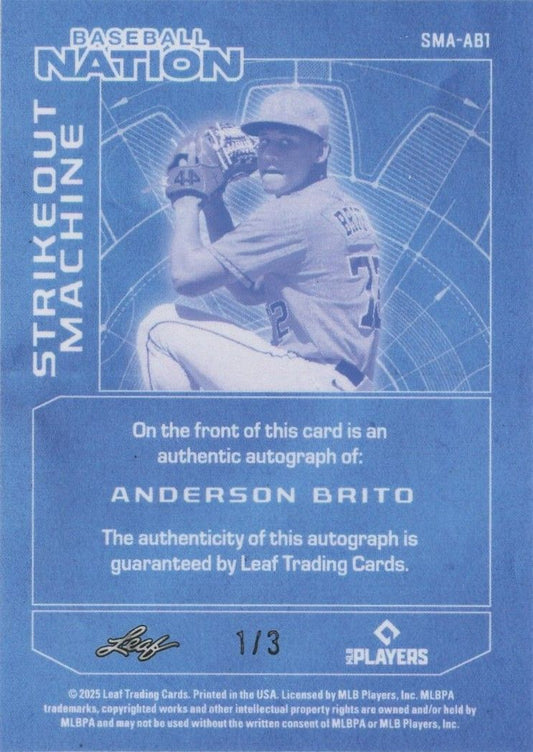 Anderson Brito 2025 Leaf Baseball Nation Strikeout Machine Silver Auto #1/3 #SMA-AB1