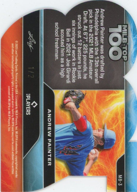 Andrew Painter 2025 Leaf Baseball Nation MILB Top 100 Orange #1/2 #MB-3