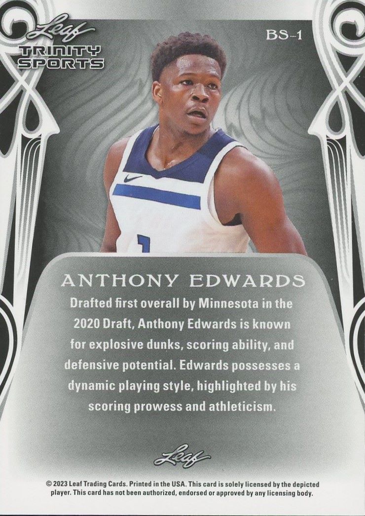 Anthony Edwards 2023 Leaf Trinity Sports #BS-1 Timberwolves