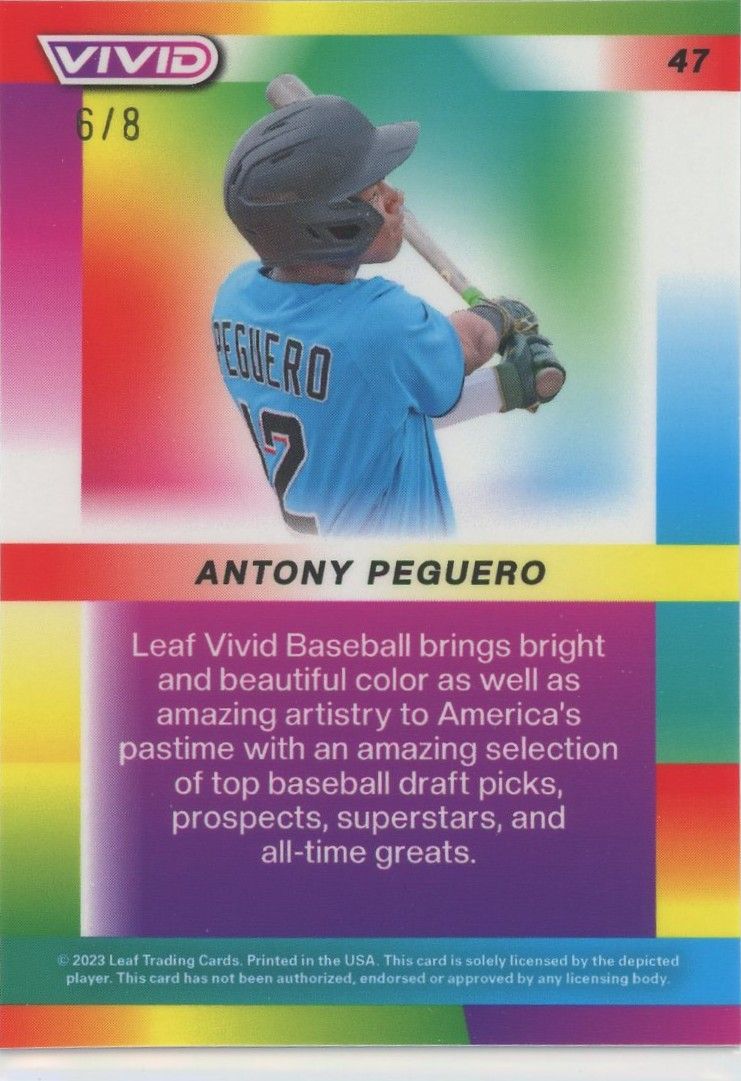 Antony Peguero 2023 Leaf Vivid Baseball Red XRC #6/8 #47
