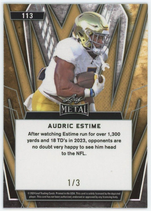 2024 Leaf Metal Football Audric Estime Red Mojo #1/3 #113 Denver Broncos