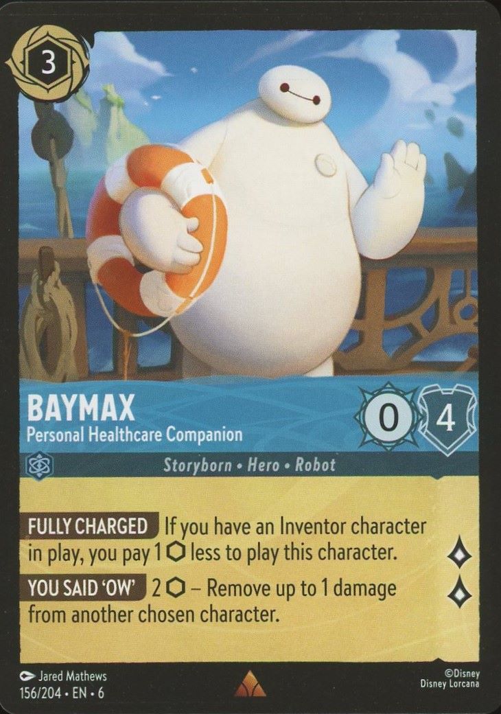 Baymax Personal Healthcare Companion Disney Lorcana Azurite Sea #156 Rare