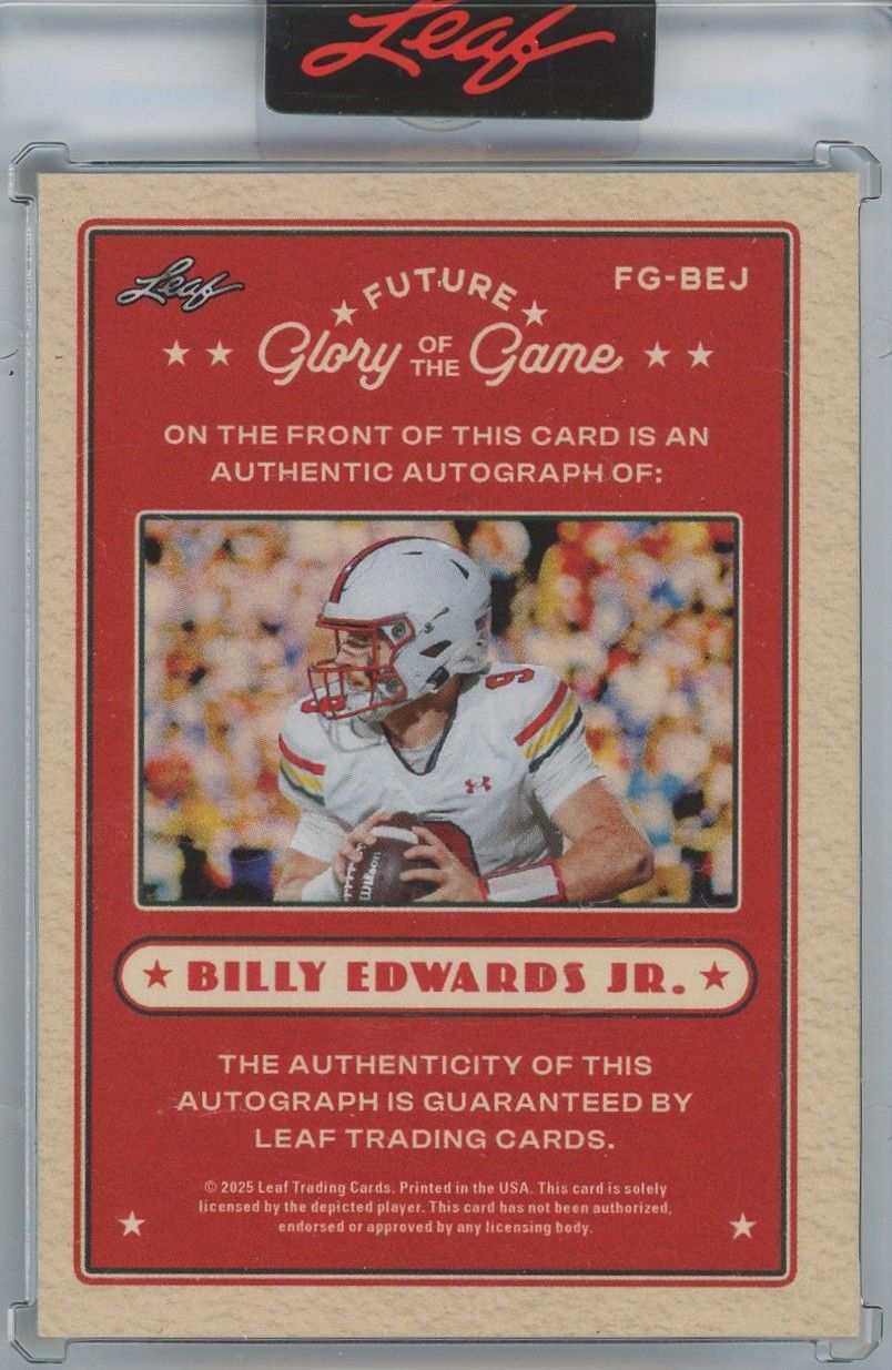 2025 Glory Of The Game Glory Billy Edwards Jr. Future Auto #38/99 #FG-BEJ