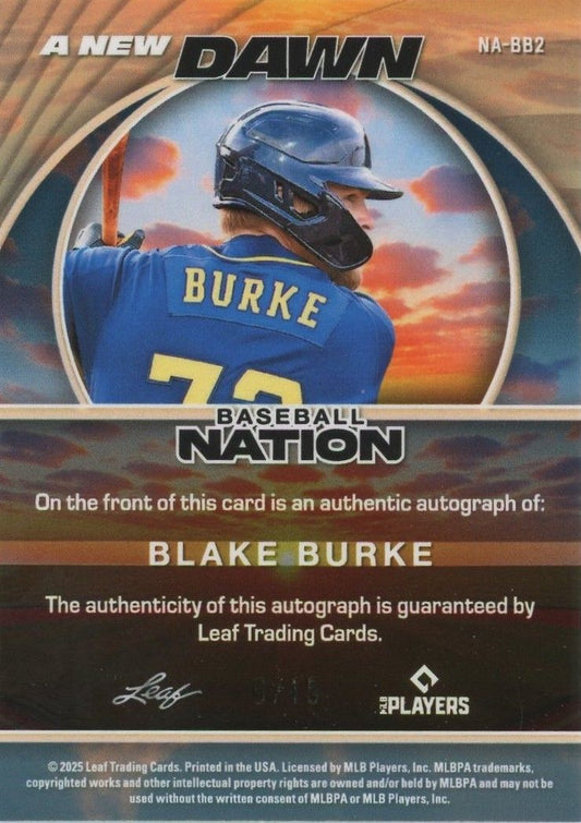 Blake Burke 2025 Leaf Baseball Nation A New Dawn Auto Silver Sparkle #6/15 #NB-BB2