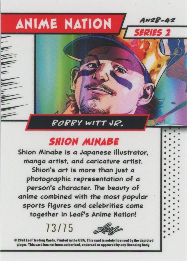 Bobby Witt Jr 2025 Leaf Metal Anime Nation Blue #/75 # AN2B-42
