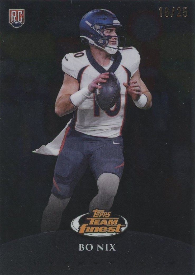 Bo Nix 2024 Topps Finest Football Team Finest Black Refractor #16/25 #TF-8
