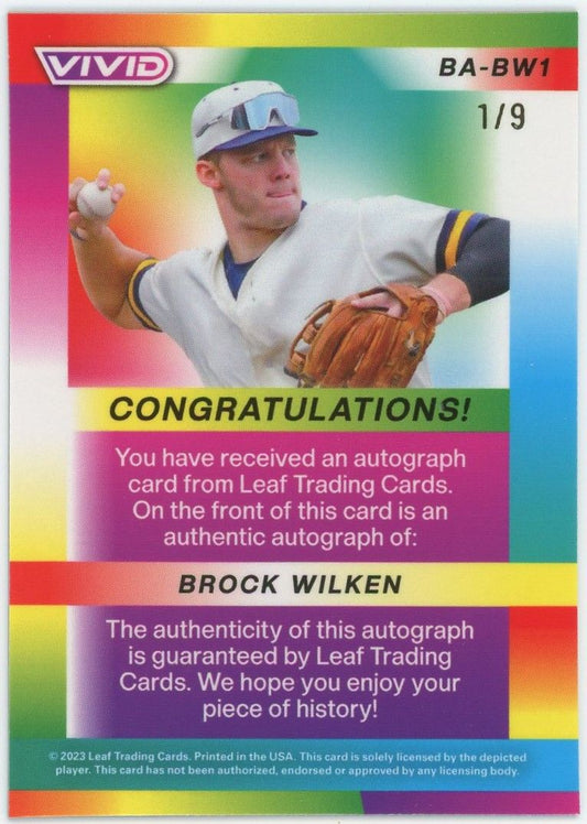 2023 Leaf Vivid Baseball Brock Wilken XRC Auto #1/9 #BA-BW1