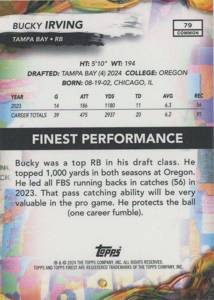 Bucky Irving 2024 Topps Finest Rookie #79
