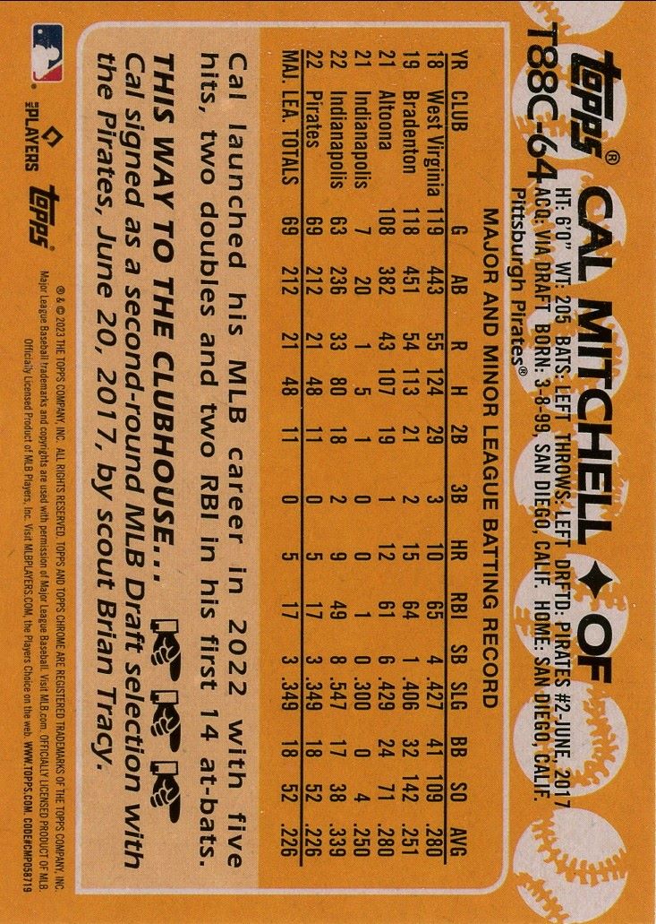 2023 Topps Series 1 Cal Mitchell Silver Mojo Rookie #T88C-64