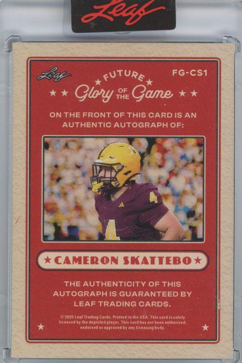2025 Leaf Glory of the Game Cameron Skattebo Future Blue Auto #3/3 #FG-CS1