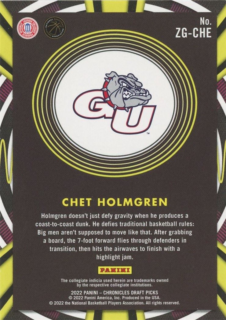 2022 Chronicles Chet Holmgren Draft Picks Gamma Rays #ZG-CHE