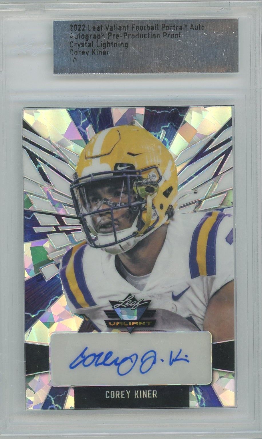Corey Kiner 2022 Leaf Valiant Auto Pre-Prod Crystal Lightning Portrait Auto #1/1 #PA-CK2