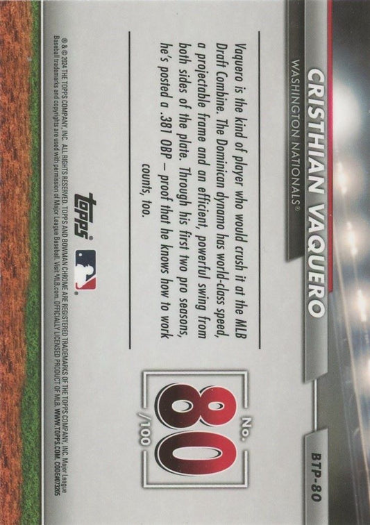2024 Bowman Chrome Cristhian Vaquero Top 100 #BTP-80