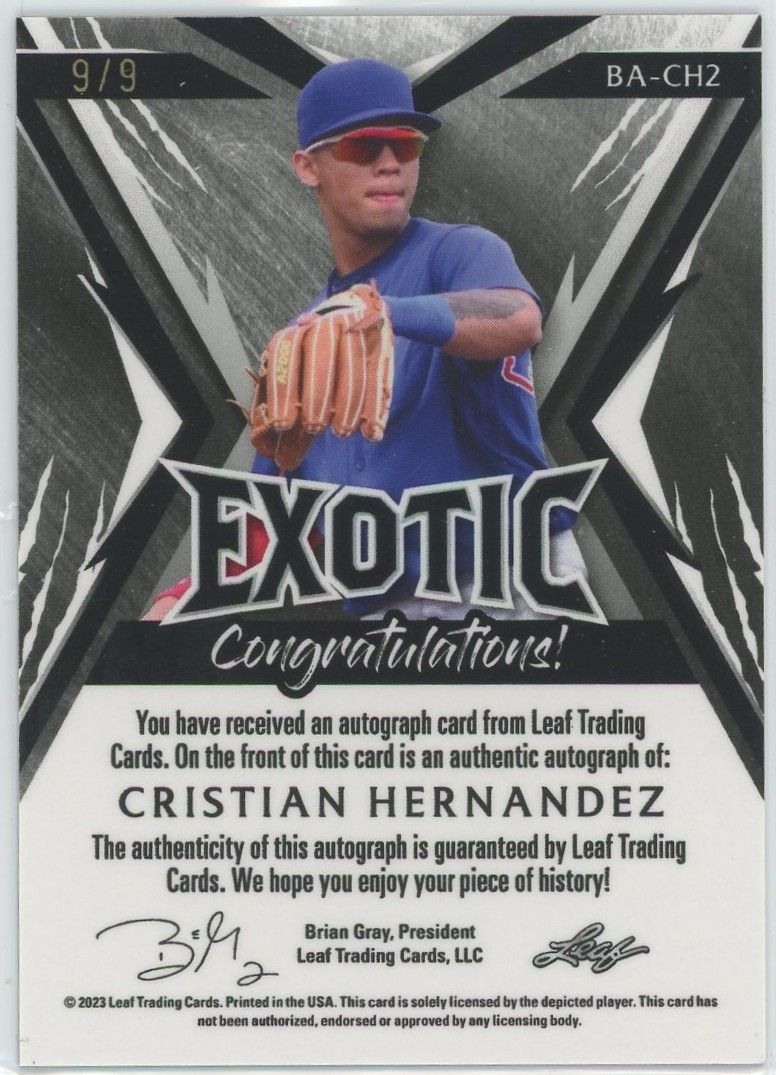 2023 Leaf Exotic Baseball Cristian Hernandez Tiger Mojo Auto #9/9 #BA-CH2
