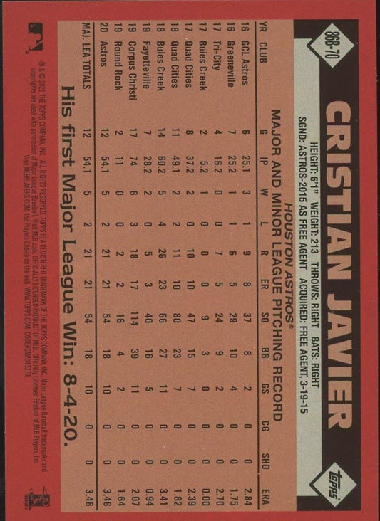2021 Topps Series 1 Cristian Javier 35th Anniversary Rookie #86B-70