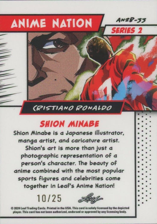 Cristiano Ronaldo 2024 Leaf Metal Anime Nation Red Prismatic #10/25 #AN2B-33