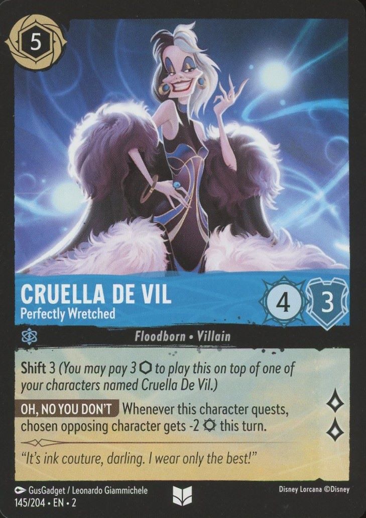 Disney Lorcana: Rise of Floodborn Cruella De Vil Perfectly Wretched #145 Uncommon