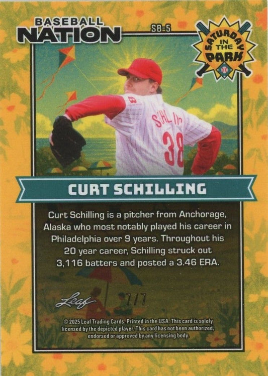 Curt Schilling 2025 Baseball Nation Saturday in the Park Blue Shimmer #7/7 #SB-5