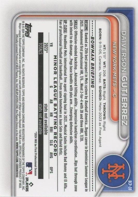 2024 Bowman Chrome Daiverson Gutierrez #BCP-59