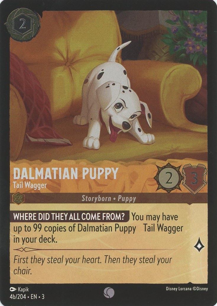 Dalmatian Puppy Tail Wagger Disney Lorcana Into the Inklands #4b Common Foil