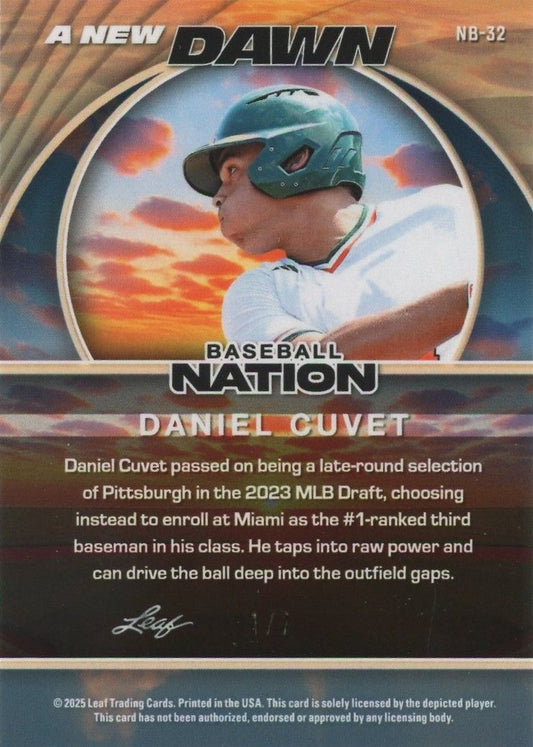 Daniel Cuvet 2025 Leaf Baseball Nation A New Dawn Blue Cracked Ice #1/7 #NB-32