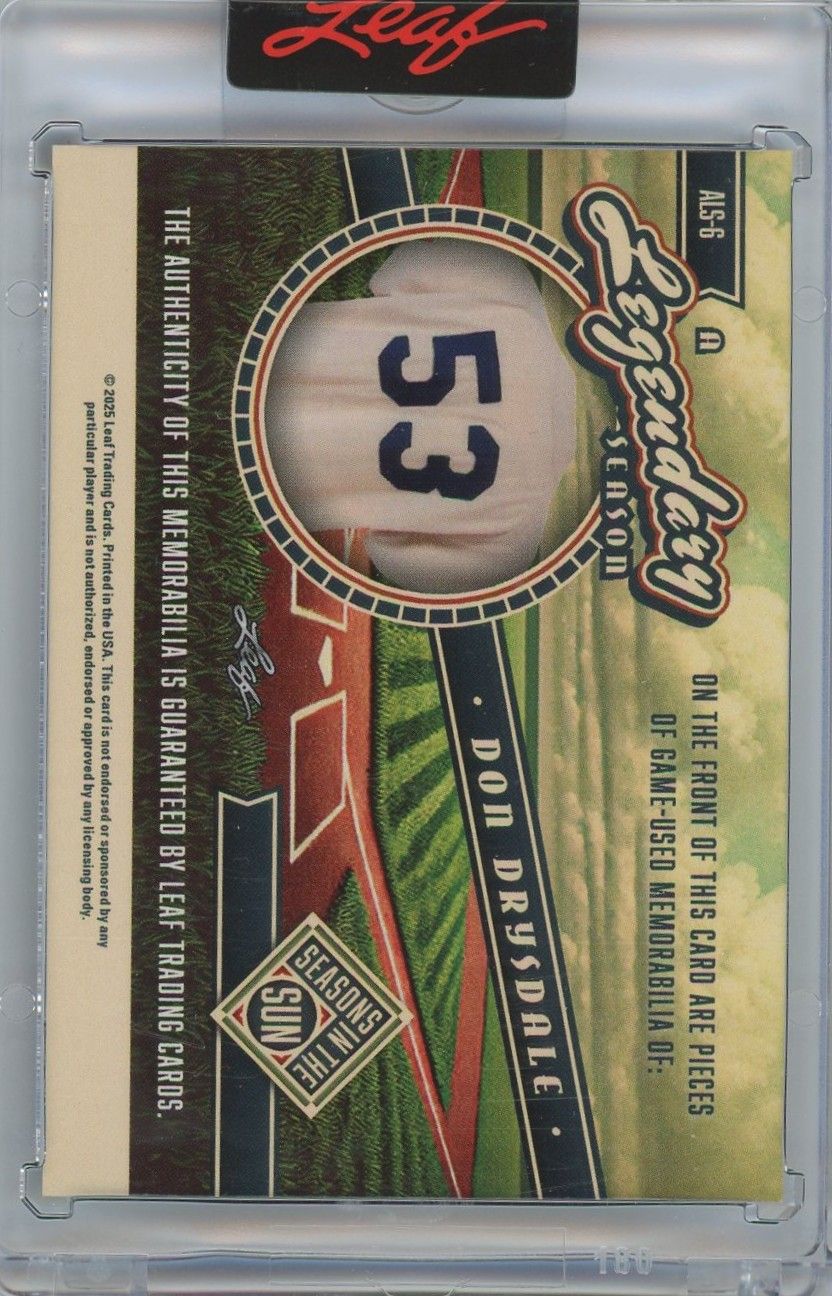 Don Drysdale 2025 Leaf Seasons In The Sun A Legendary Season #4/10 #ALS-6