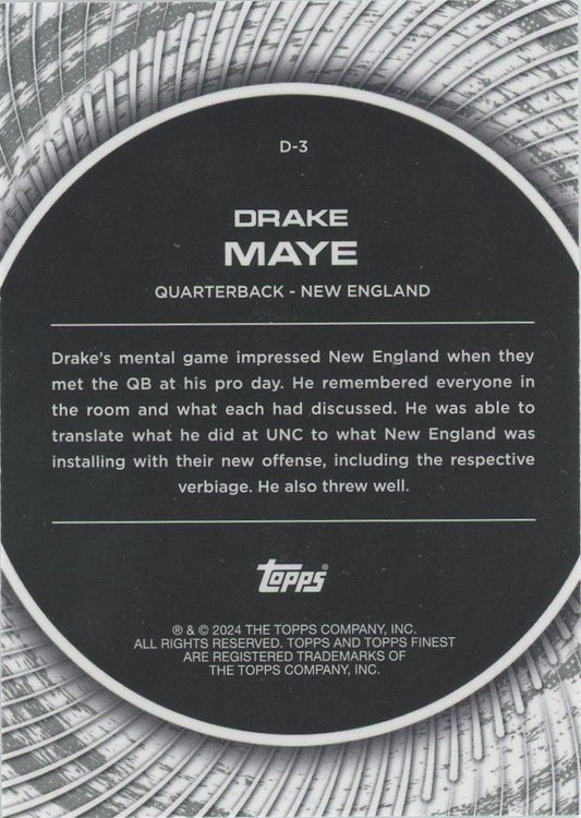 Drake Maye 2024 Topps Finest Debuts RC #D-3 Patriots