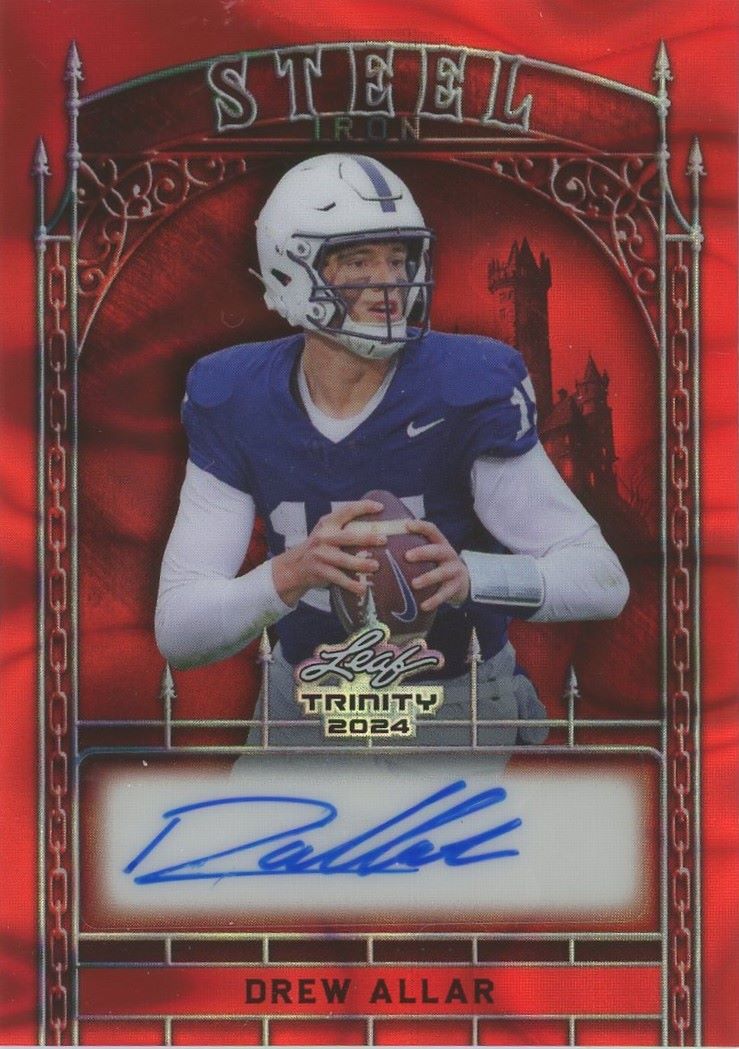 Drew Allar 2024 Leaf Trinity Red Lava Steel Iron Auto #1/3 #S-DAI