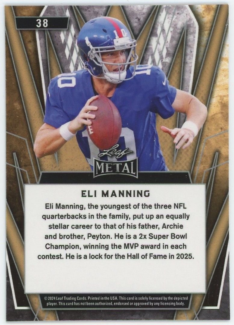 2024 Leaf Metal Eli Manning #38 New York Giants