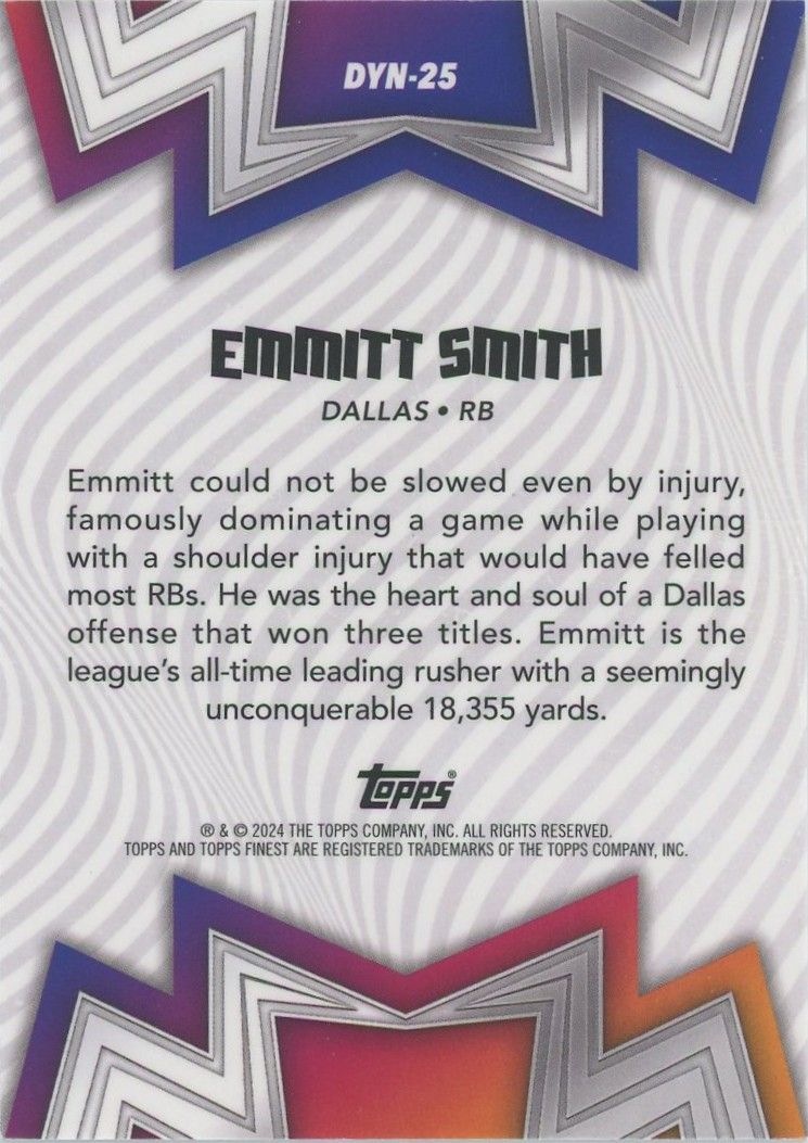 Emmitt Smith 2024 Topps Finest Dynamos #74/99 #DYN-25 Cowboys