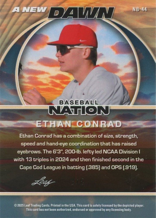 Ethan Conrad 2025 Leaf Baseball Nation A New Dawn Pink Shimmer #3/6 #NB-44