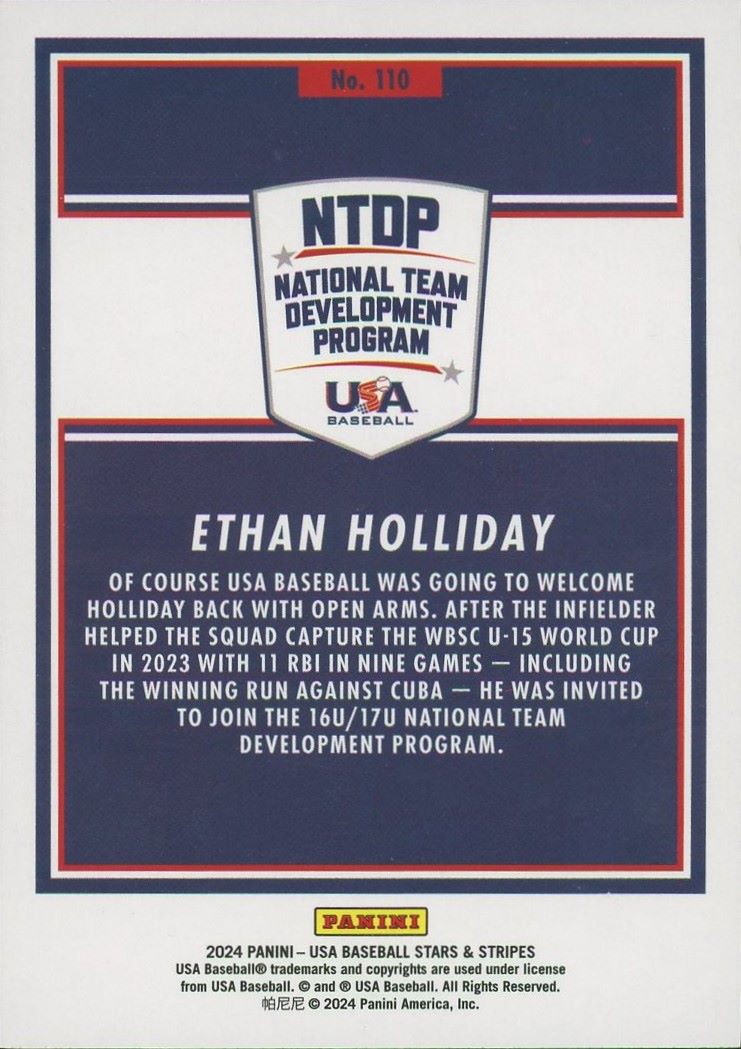 2024 Panini Stars And Stripes Ethan Holliday #110