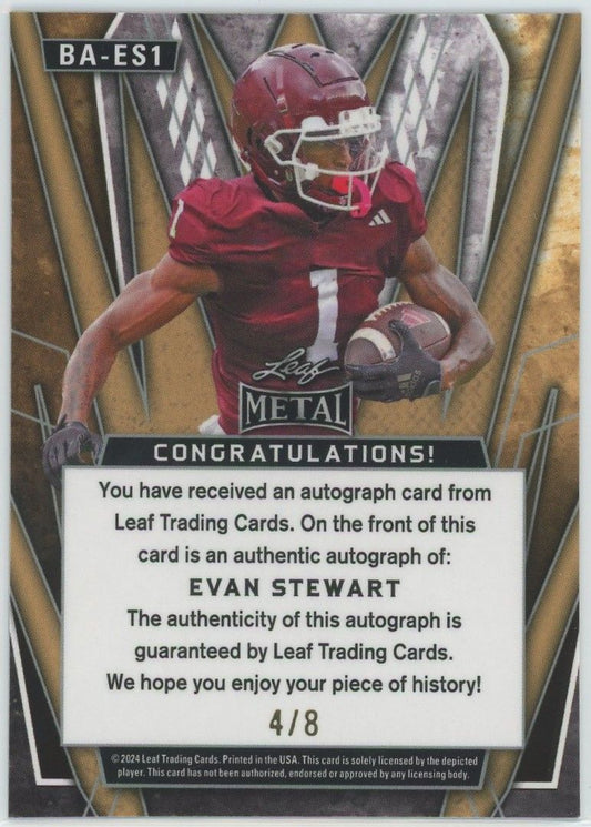 2024 Leaf Metal Football Evan Stewart Purple Auto #4/8 #BA-ES1