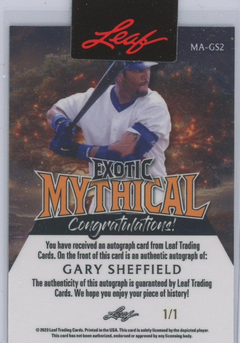 2023 Leaf Exotic Gary Sheffield Mythical Auto #1/1 #MA-GS2