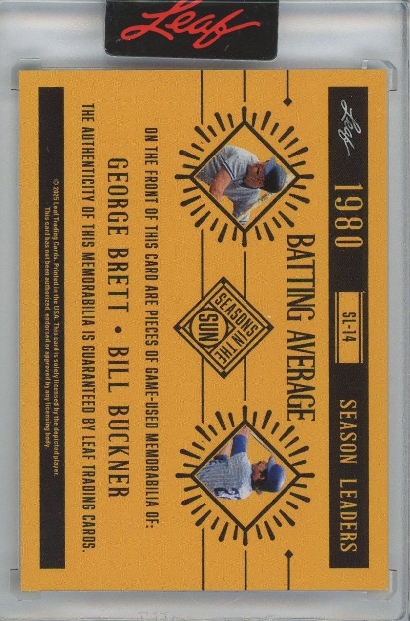George Brett/Bill Buckner 2025 Leaf Seasons In The Sun Batting Average #5/7 #SL-14