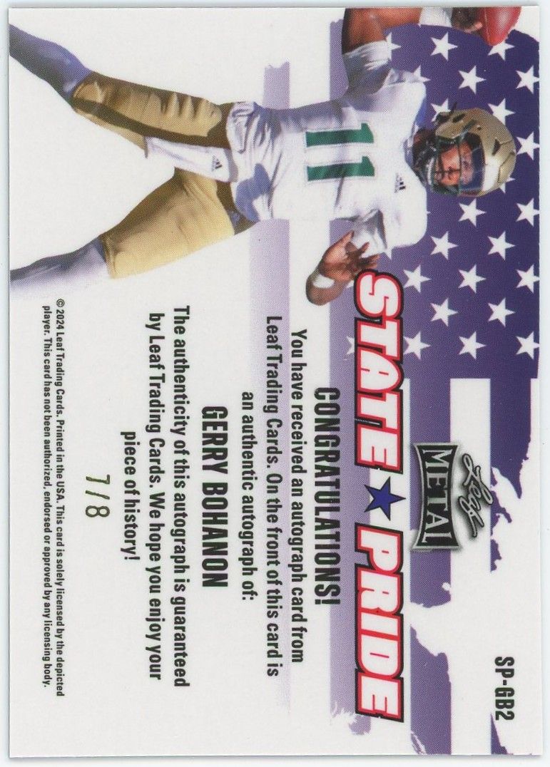 2024 Leaf Metal Gerry Bohanon State Pride Blue Mojo Auto #7/8 #SP-GB2