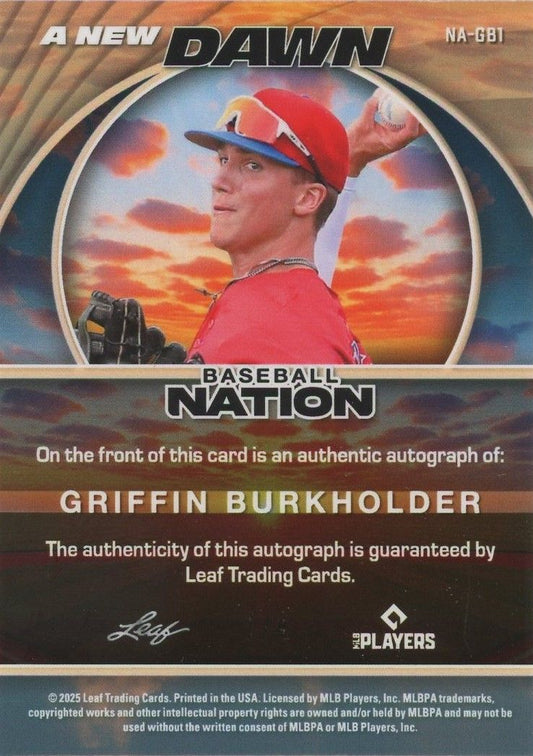 Griffin Burkholder 2025 Baseball Nation A New Dawn Auto Orange Cracked Ice #1/4 #NA-GB1