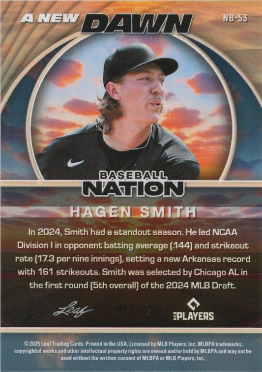 Hagen Smith 2025 Leaf Baseball Nation A New Dawn Silver Wave #10/15 #NB-53