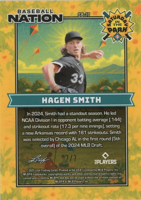 Hagen Smith 2025 Leaf Baseball Nation Saturday in the Park Blue Wave #7/7 #SB-17